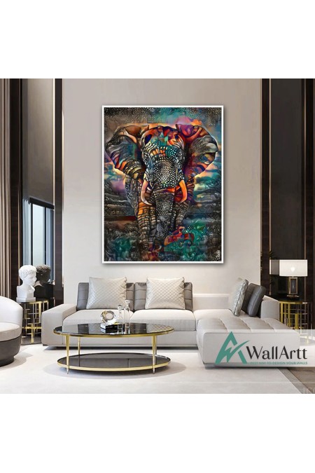 Abstract Colorful Elephant Textured Partial Oil Painting