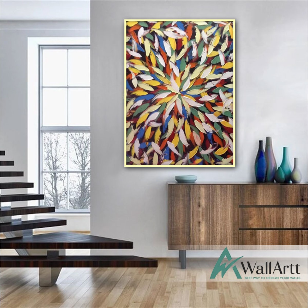 Abstract Daisy Textured Partial Oil Painting