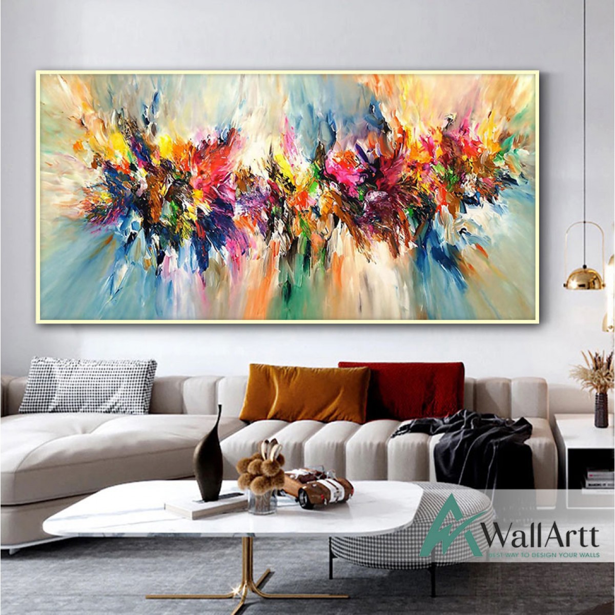 Abstract Color Explosion Textured Partial Oil Painting