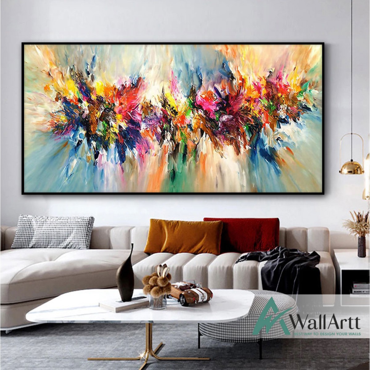 Abstract Color Explosion Textured Partial Oil Painting