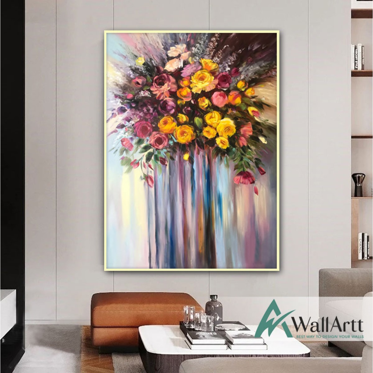 Abstract Colorful Flowers II Textured Partial Oil Painting