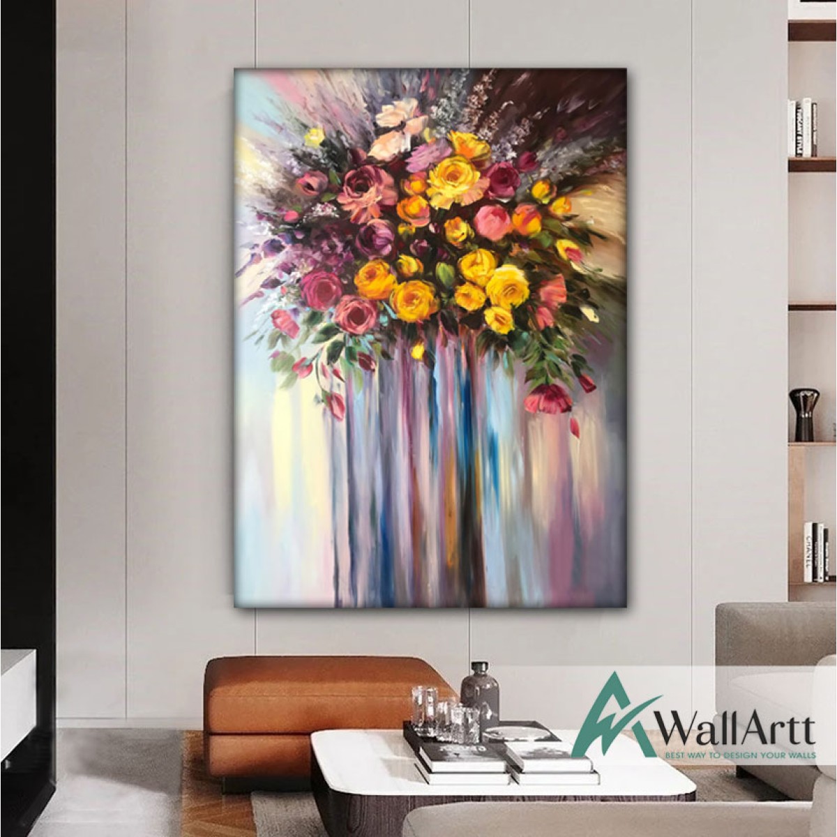 Abstract Colorful Flowers II Textured Partial Oil Painting