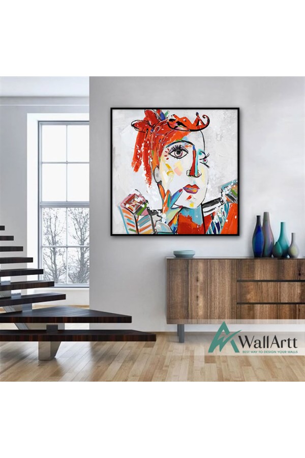 Abstract Woman Face Textured Partial Oil Painting