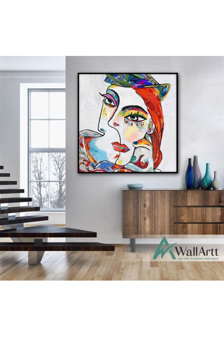 Abstract Woman Face II Textured Partial Oil Painting