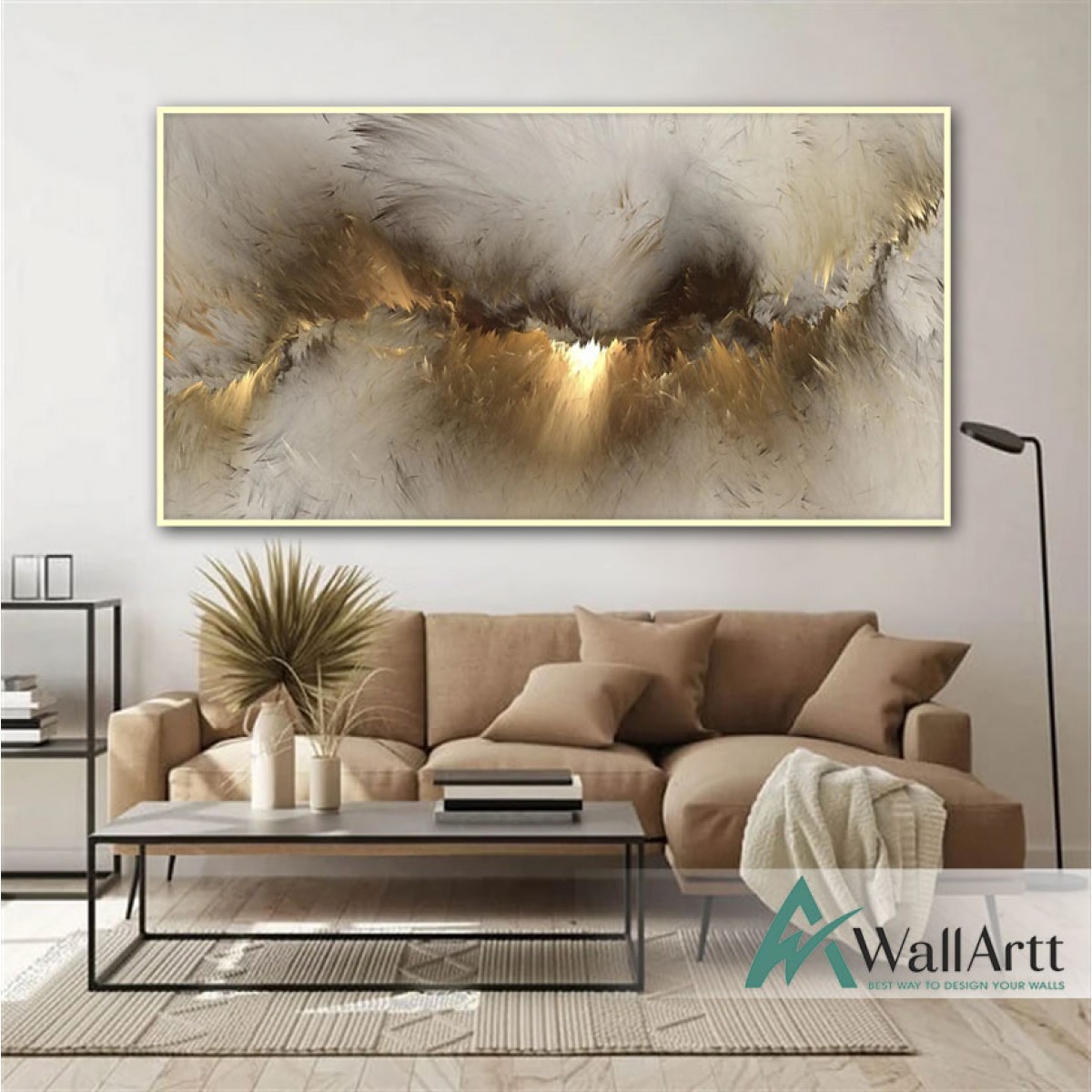 Abstract Gold Sun Textured Partial Oil Painting