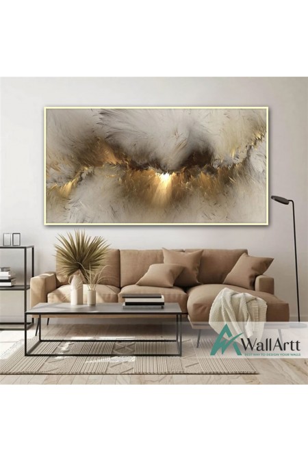 Abstract Gold Sun Textured Partial Oil Painting