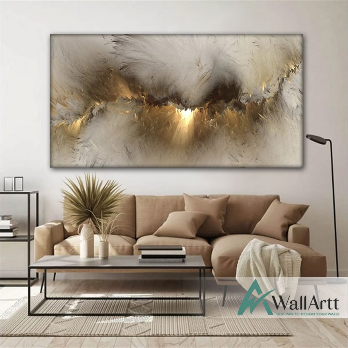 Abstract Gold Sun Textured Partial Oil Painting