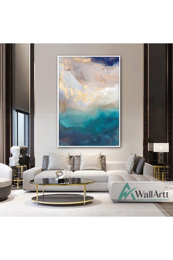 Abstract Gold Sky Textured Partial Oil Painting