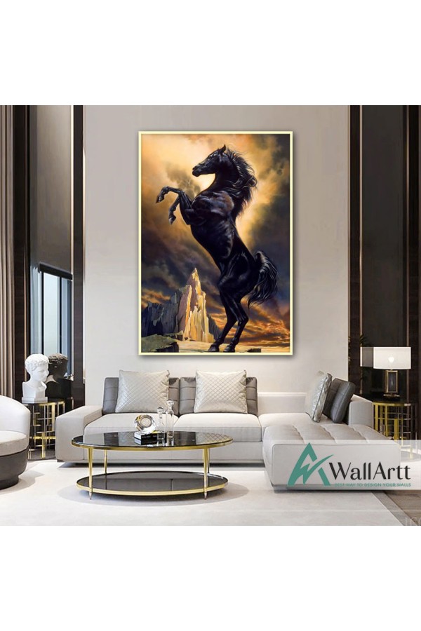 Prancing Horse Textured Partial Oil Painting