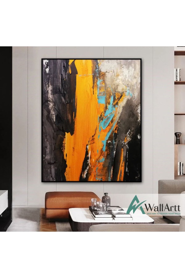 Orange Blue Abstract II Textured Partial Oil Painting