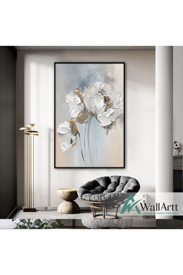 White Beauty Textured Partial Oil Painting