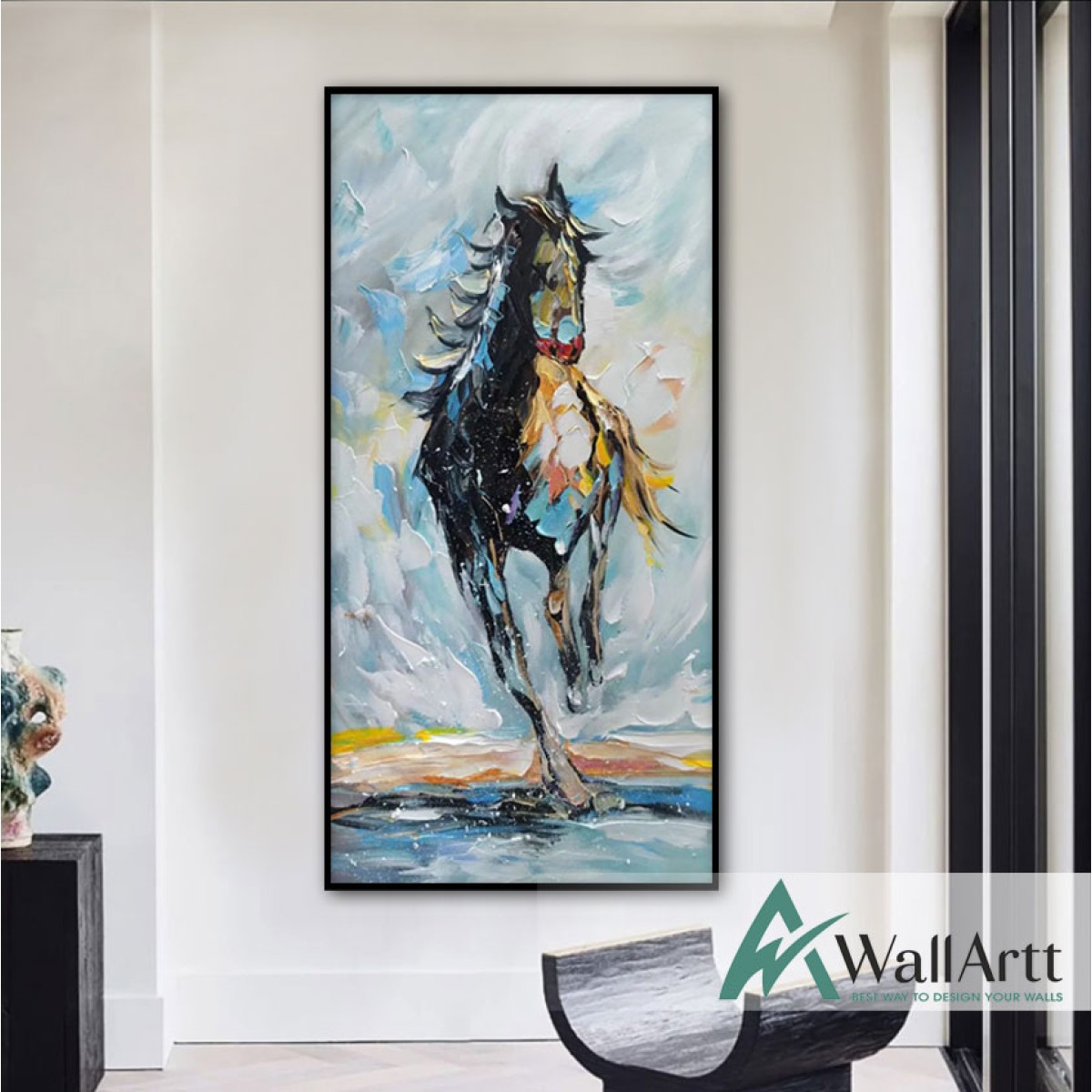 Abstract Running Horse Textured Partial Oil Painting