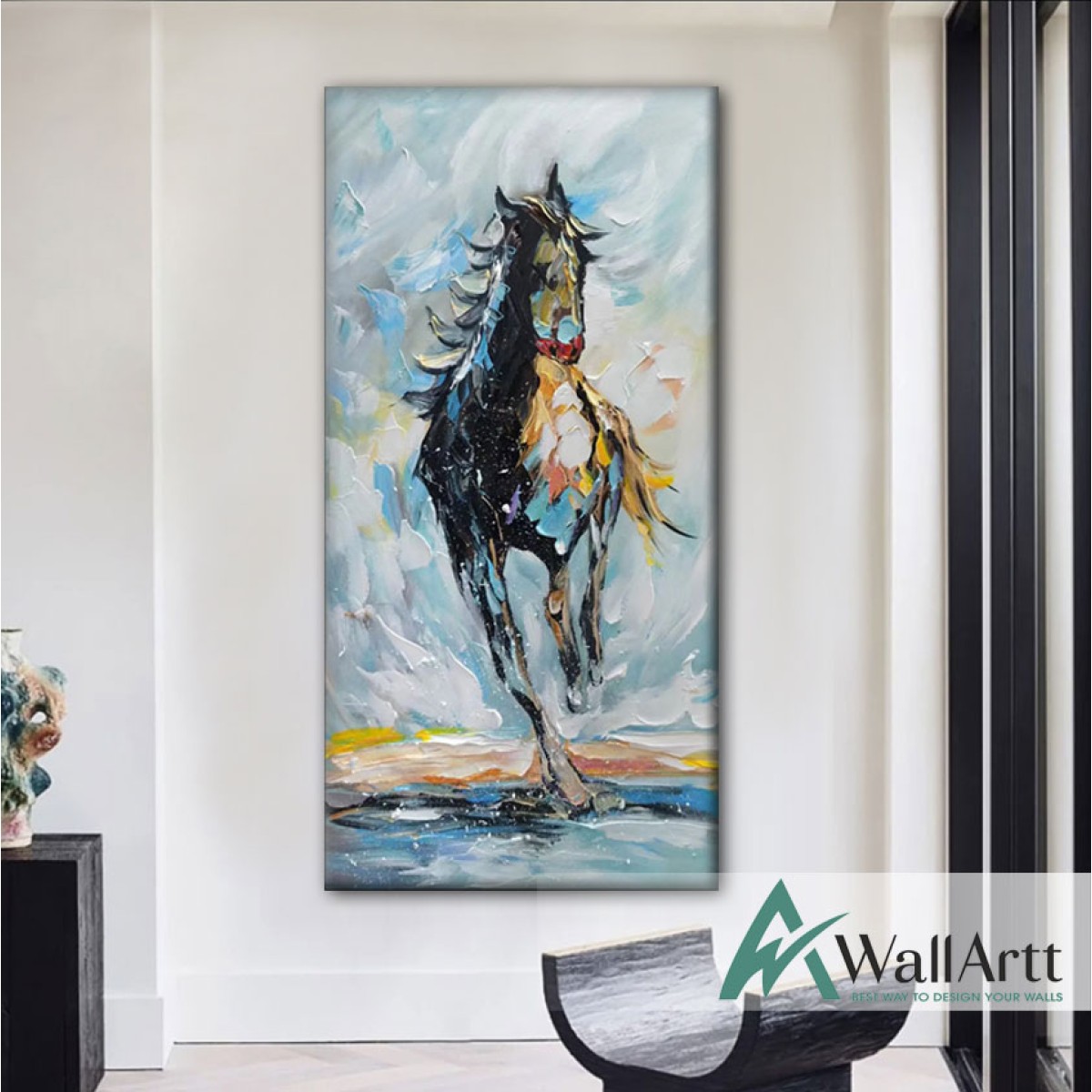 Abstract Running Horse Textured Partial Oil Painting