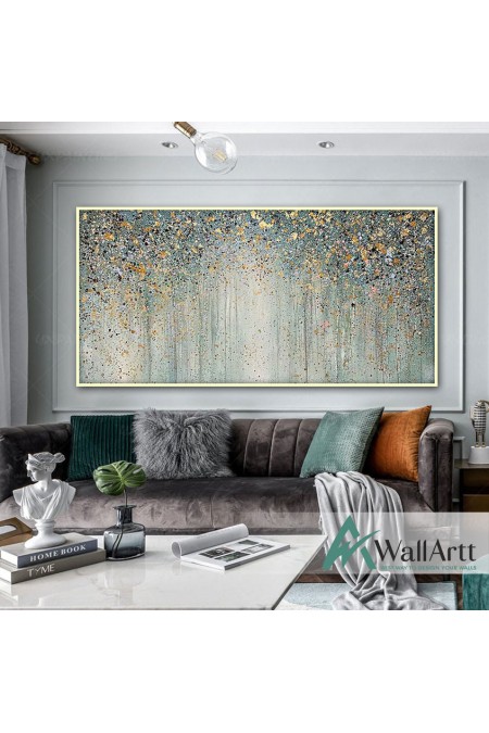 Abstract Gold Forest Textured Partial Oil Painting
