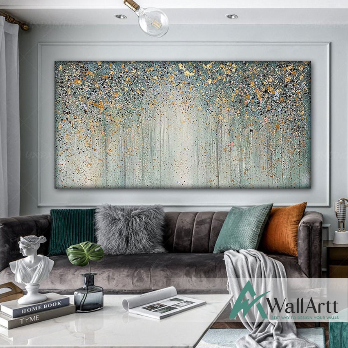 Abstract Gold Forest Textured Partial Oil Painting