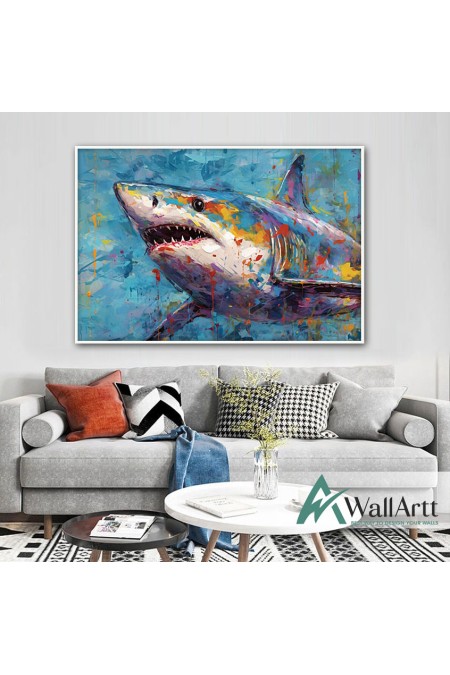 Colorful Shark Textured Partial Oil Painting