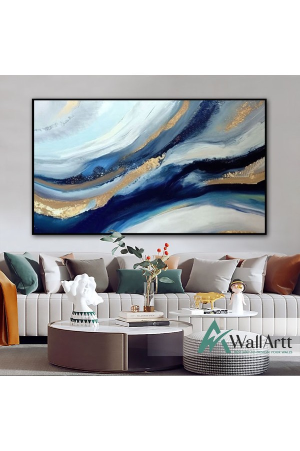 Blue Touch Abstract Textured Partial Oil Painting