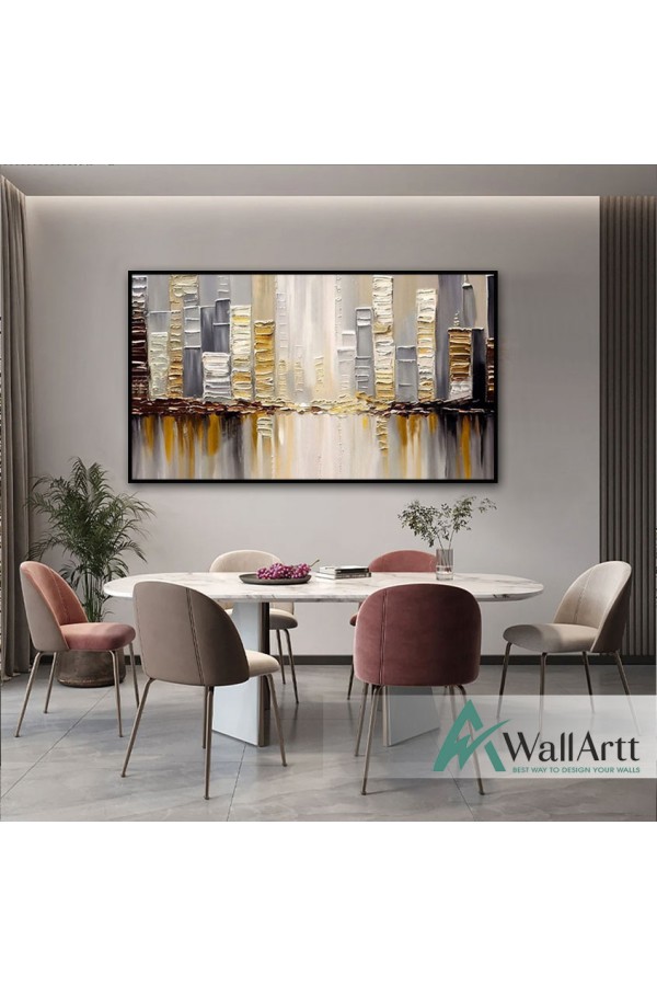Golden Skyscrapers Textured Partial Oil Painting