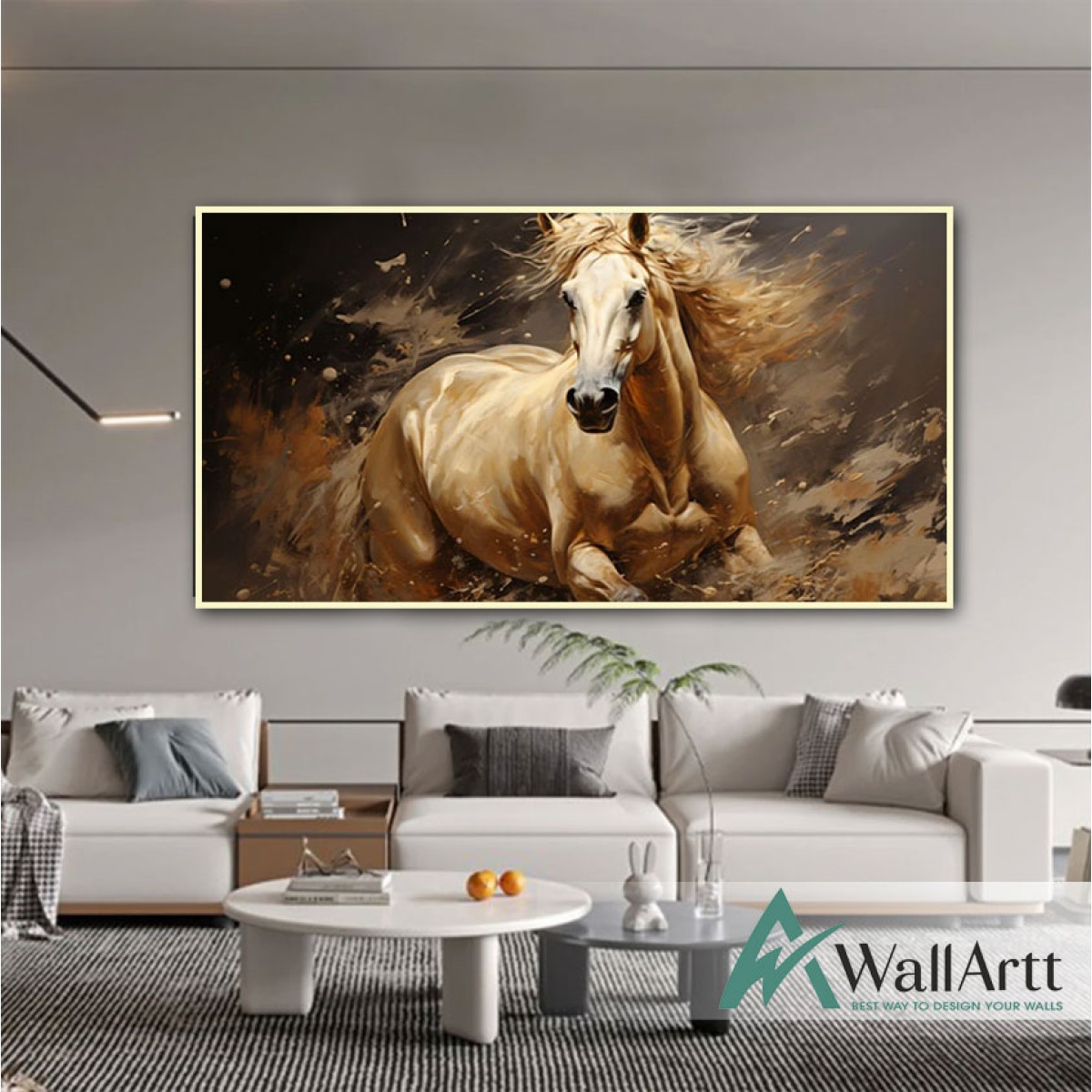 White-maned Horse II Textured Partial Oil Painting