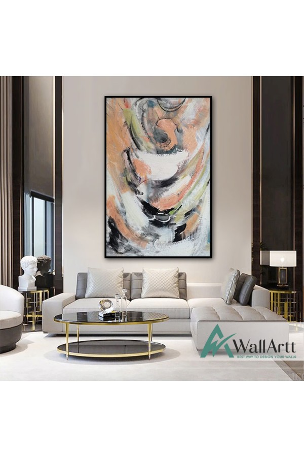 Light Pink Abstract Textured Partial Oil Painting