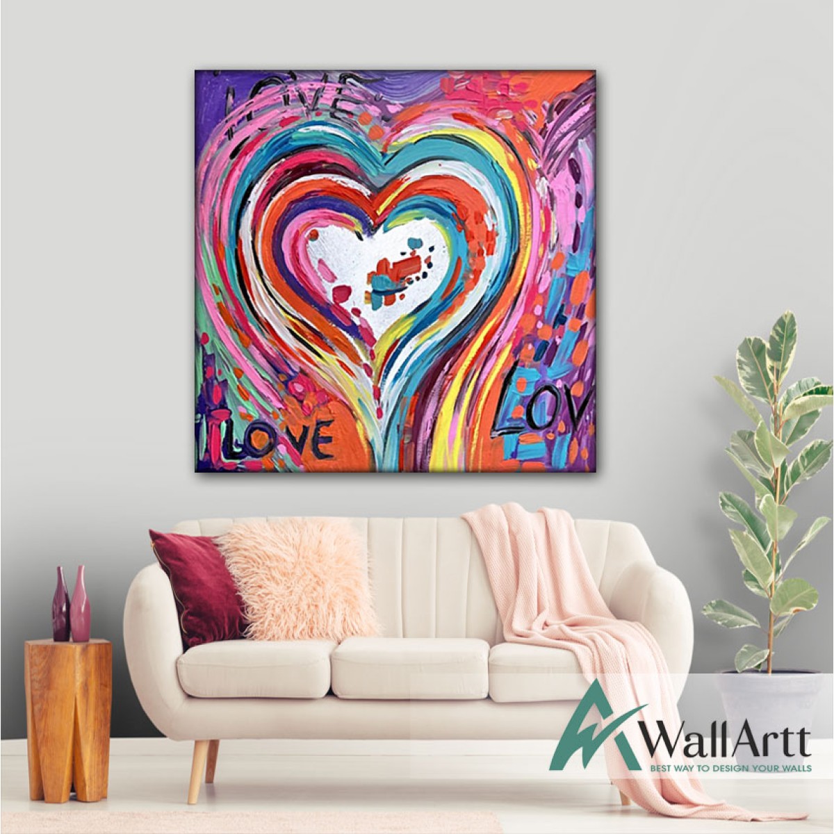 Love Textured Partial Oil Painting