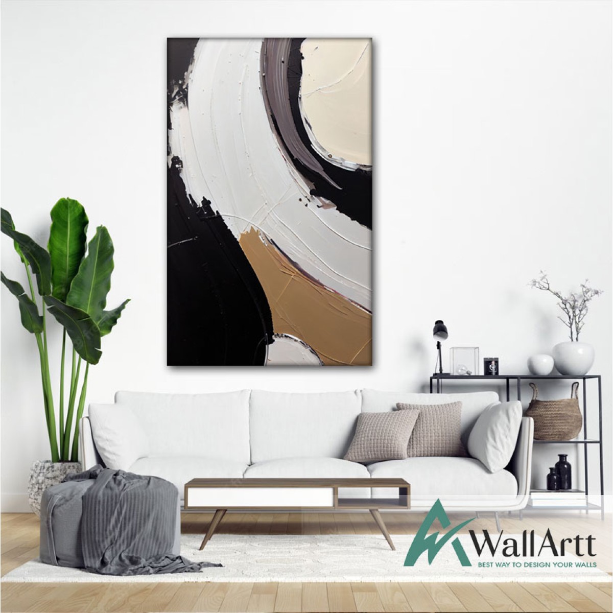 Brown Black Abstract Textured Partial Oil Painting