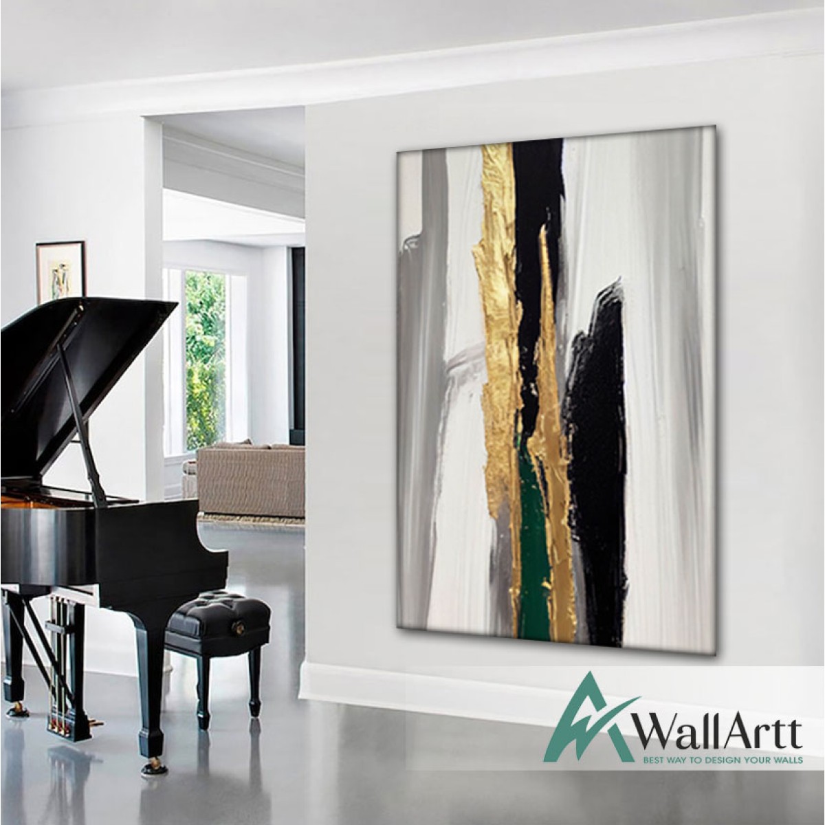 Dark Green II Abstract Textured Partial Oil Painting
