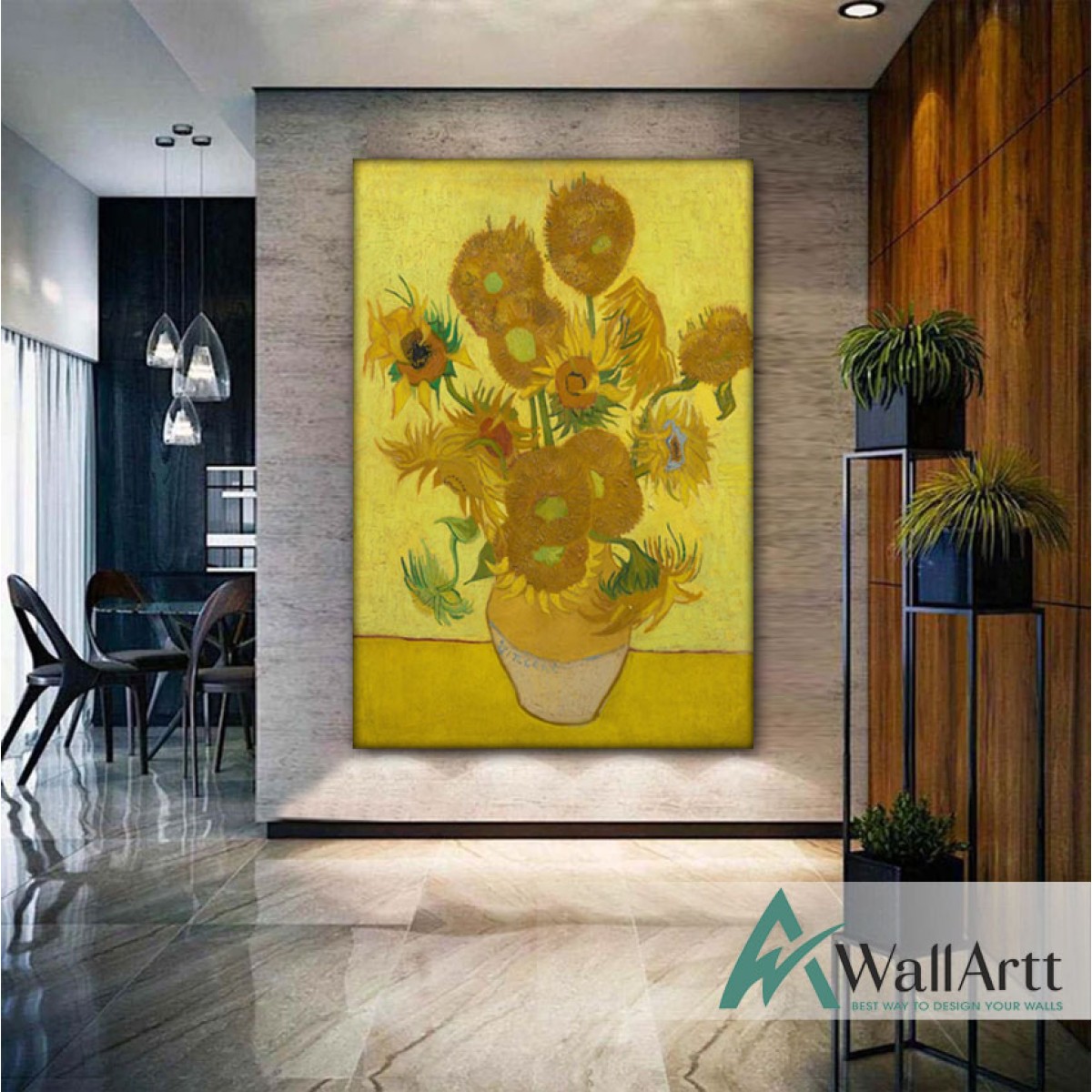 Sunflowers by Van Gogh Textured Partial Oil Painting