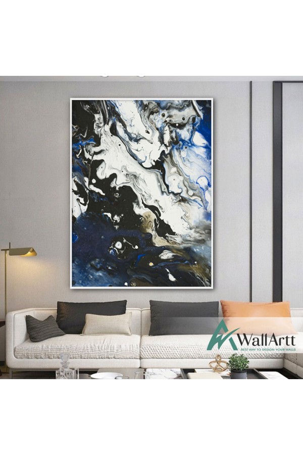 Black n Navy Textured Partial Oil Painting
