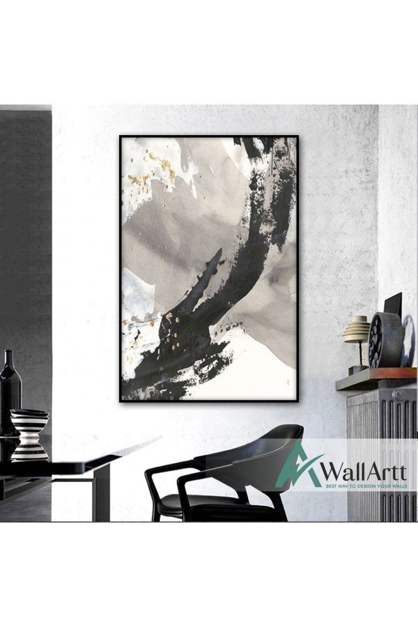 Gold with Black n White II Textured Partial Oil Painting