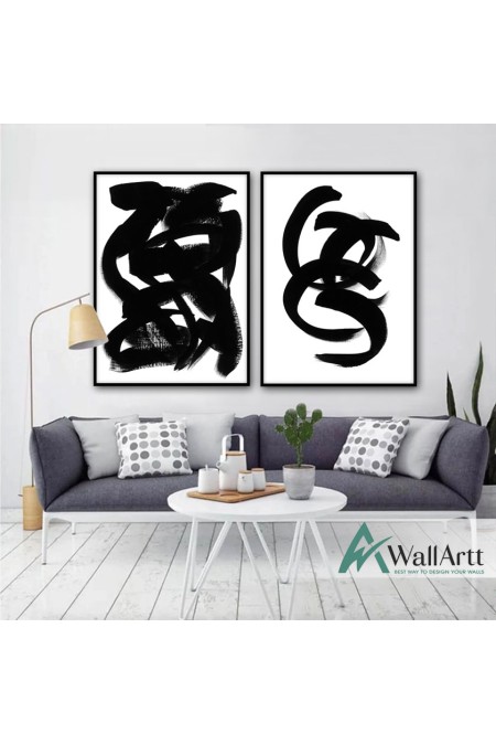 Black White Abstract Textured Partial Oil Painting