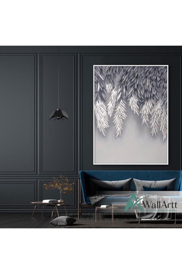 Frozen Leaves Textured Partial Oil Painting