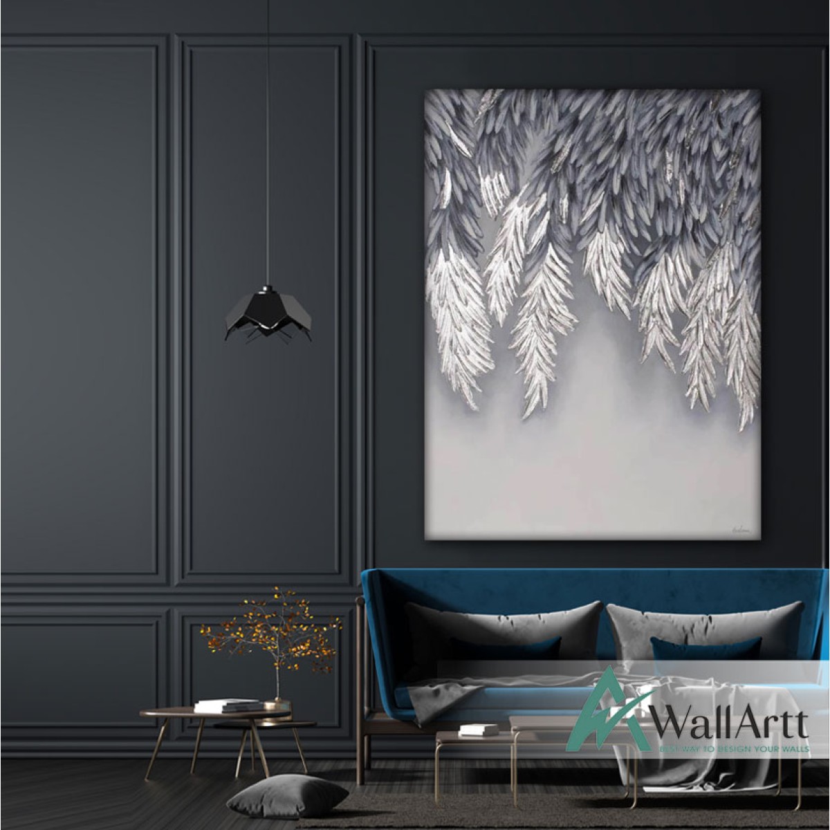 Frozen Leaves Textured Partial Oil Painting