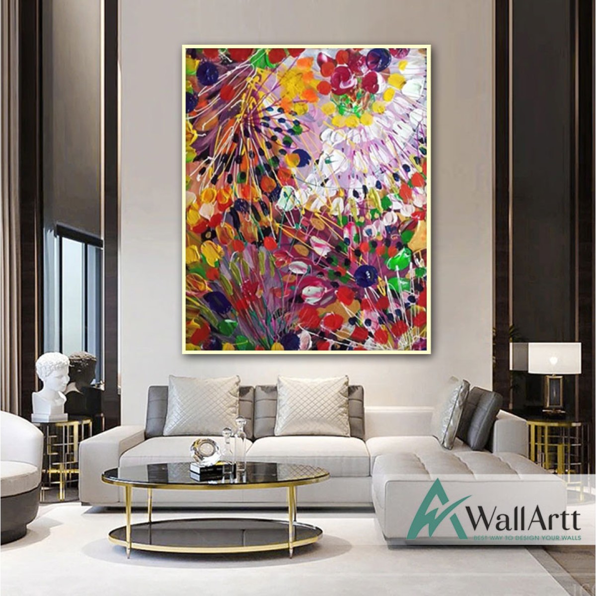 Abstract Colorful Flower Textured Partial Oil Painting