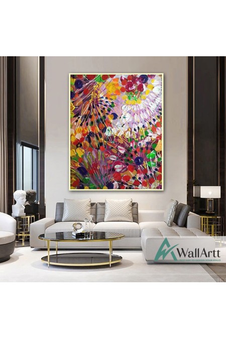 Abstract Colorful Flower Textured Partial Oil Painting