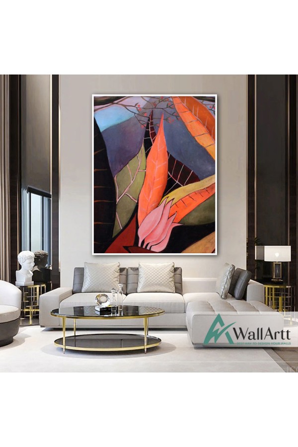 Abstract Colorful leaves Textured Partial Oil Painting
