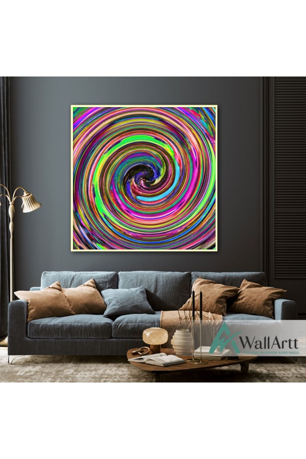Deep Green Circle Textured Partial Oil Painting