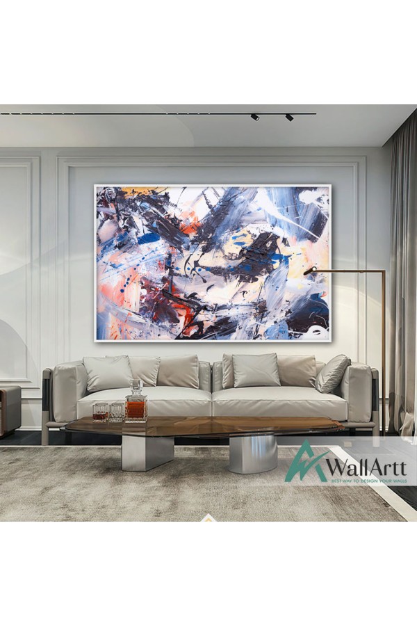 Blue Chaos Textured Partial Oil Painting