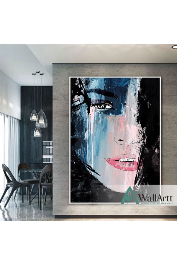 Blue Face Textured Partial Oil Painting
