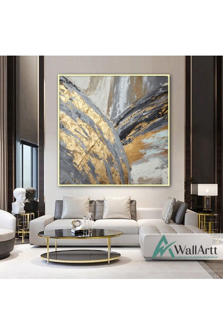 Gold Waterfall Textured Partial Oil Painting