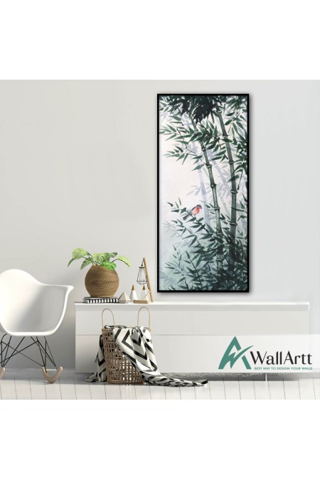 Bamboo Branches Textured Partial Oil Painting