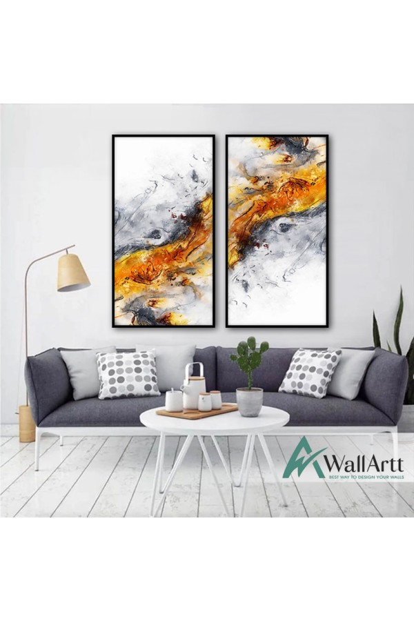 Orange lava 2 Piece Textured Partial Oil Painting