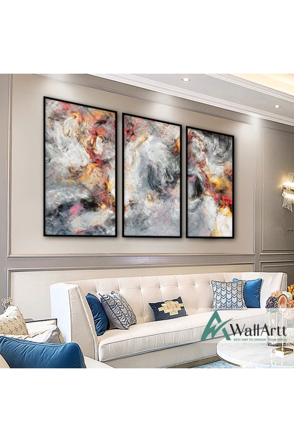 Deep Universe 3 Piece Textured Partial Oil Painting