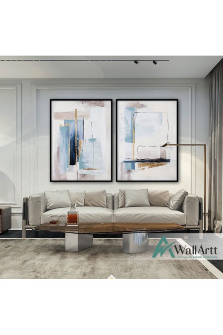 Softer Blue 2 Piece Textured Partial Oil Painting
