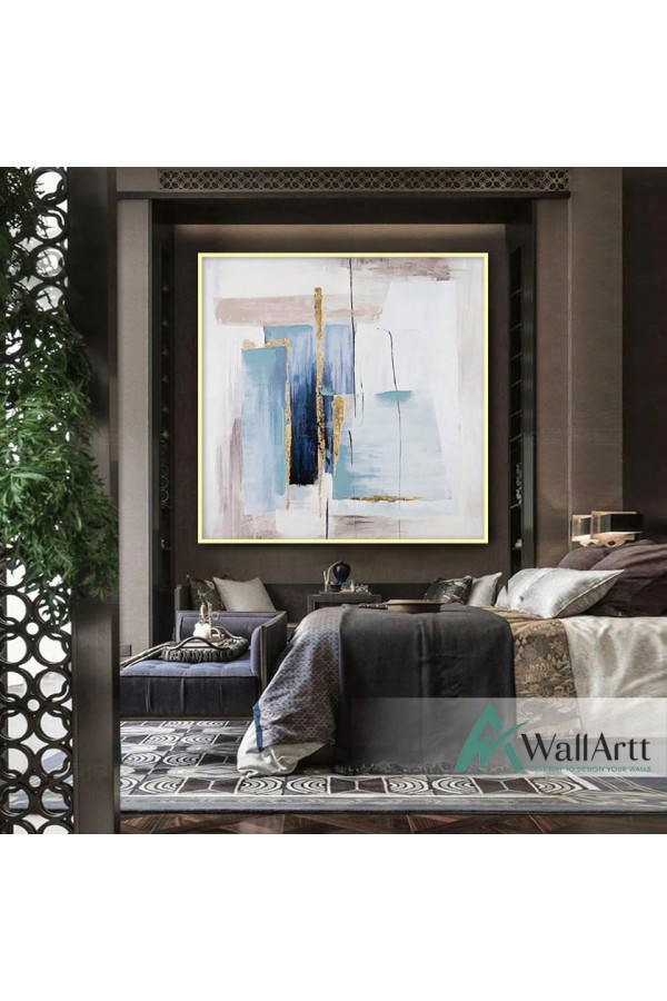 Soft Blue I Textured Partial Oil Painting