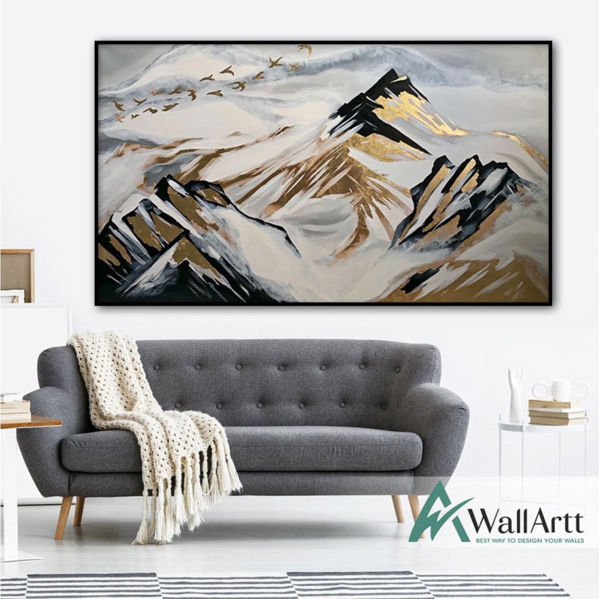 Mountain Under Snow Textured Partial Oil Painting