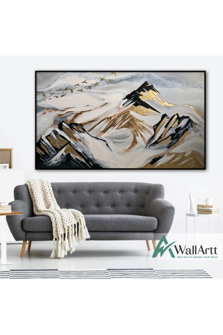 Mountain Under Snow Textured Partial Oil Painting