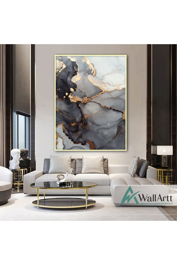 Gold Marble with Gold Foil II Textured Partial Oil Painting