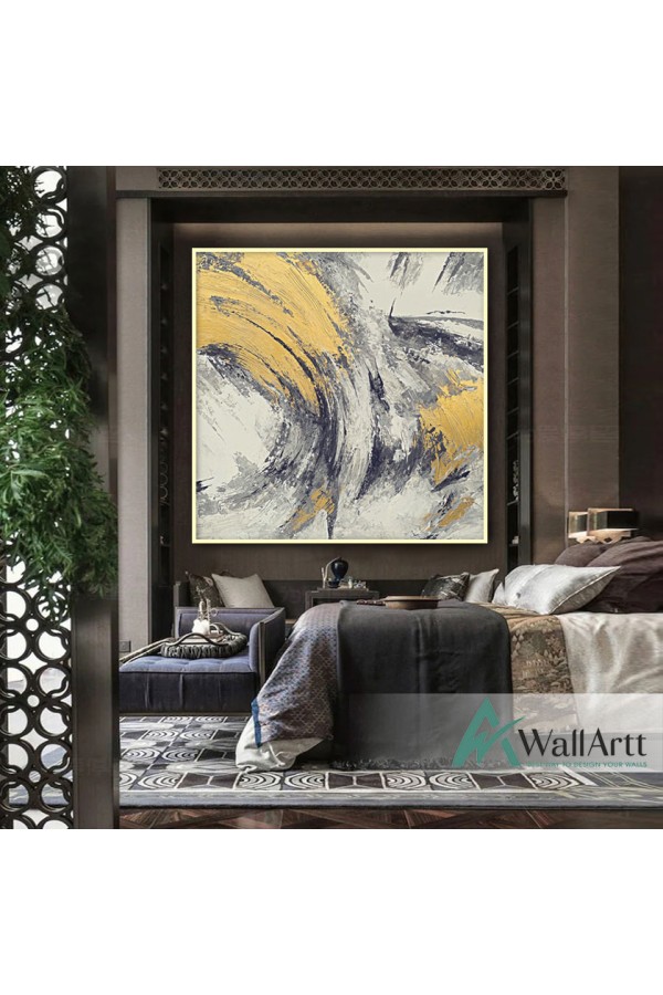 Abstract Waves Textured Partial Oil Painting