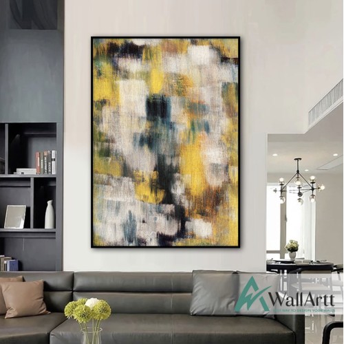 Yellow Abstract Textured Partial Oil Painting